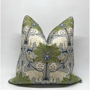 Decorative Pillow Cover In Happy Jaguar Palm Trees In Indoor/Outdoor Fabric